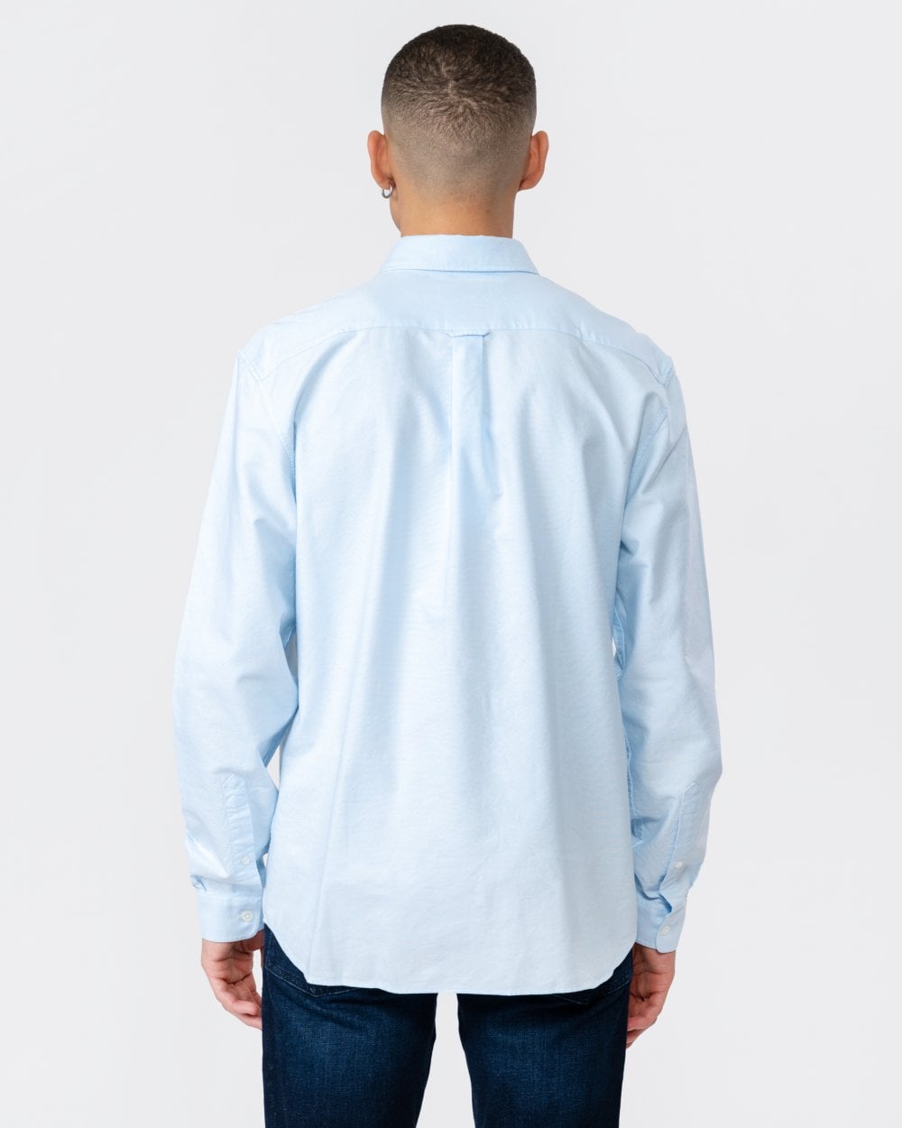 Mens Casual Long Sleeve Woven Shirt - Blue F6Z