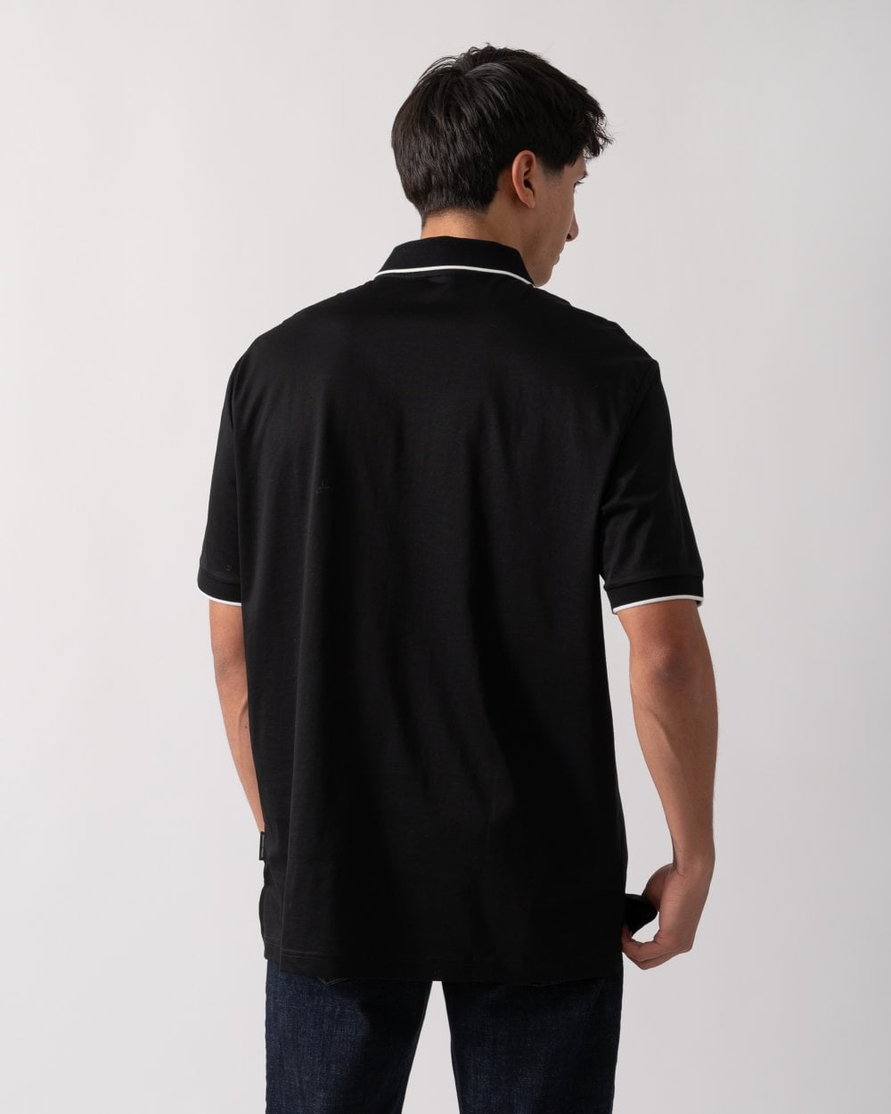 Mens A|X Monogram Contrast Tipped Polo Shirt - Black UC001