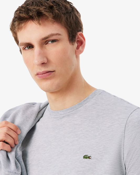 Mens Crew Neck Pima Cotton Jersey T-Shirt - Silver Chine CCA