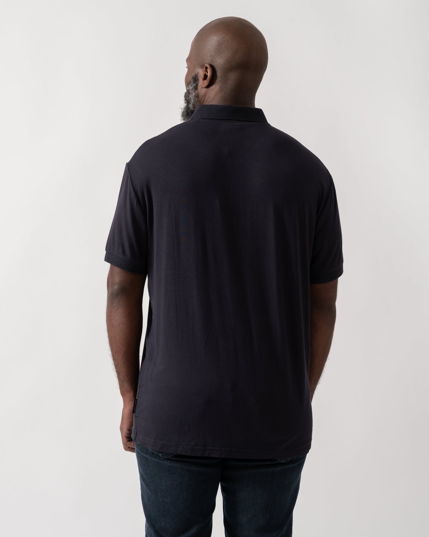 Mens Zip Polo Shirt in Techinical Fabric - Deep Navy UB101