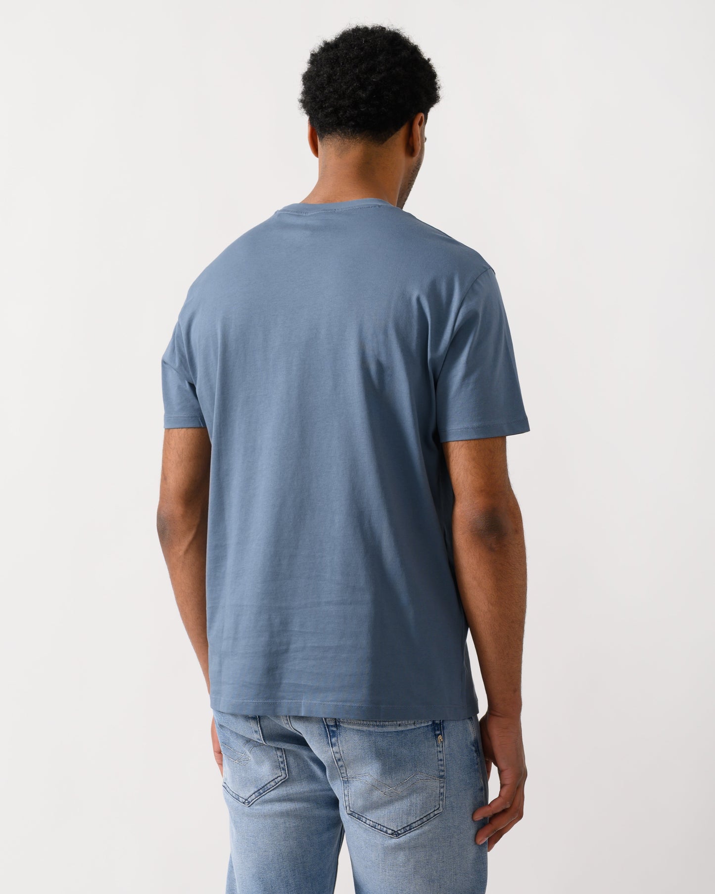 Mens T-Shirt with Tonal Milano/New York Logo - China Blue U9302