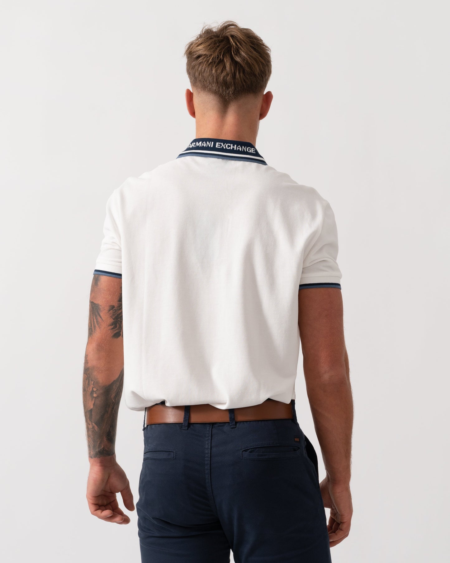 Mens Contrast Tip Polo Shirt - Off White U0009