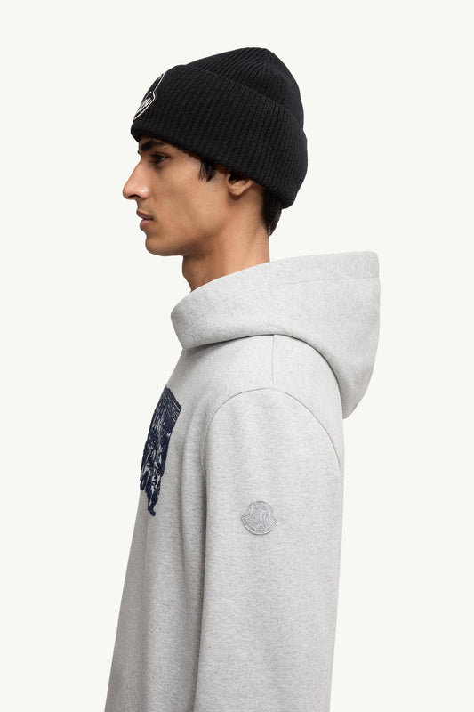 Embroidered Mountain Logo Cotton Hoodie