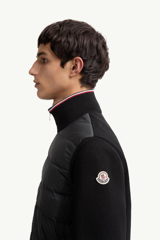 Padded Zip-Up Cotton Cardigan
