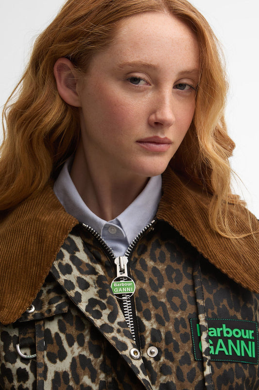 Barbour x GANNI Leopard Print Waxed Anorak