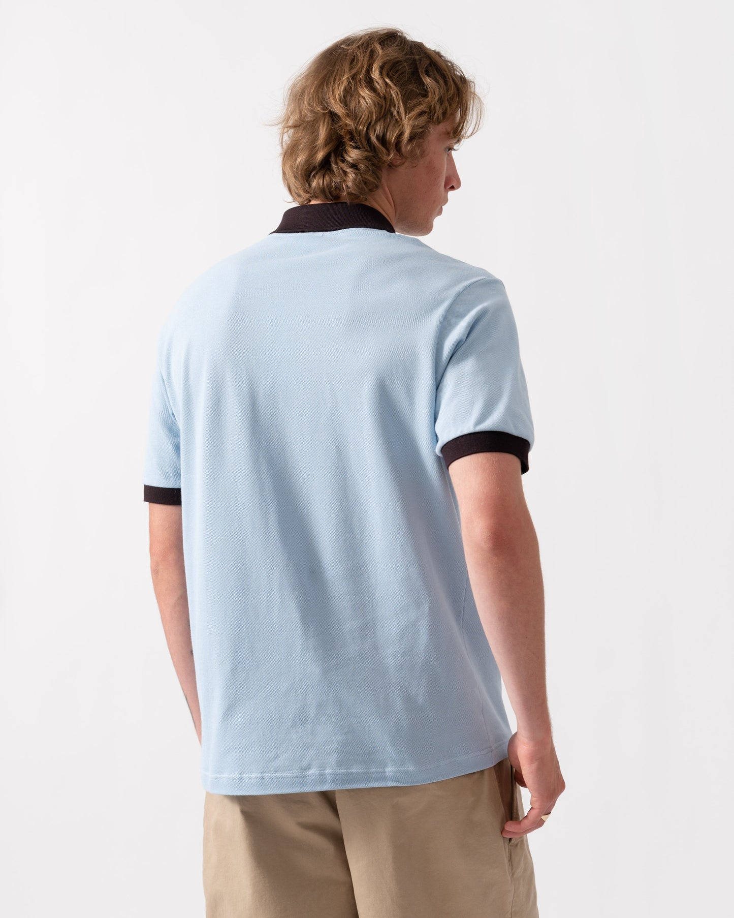 Classic Fit Short Sleeve Mens Piqué Polo - Chambray/Buffalo 4I3