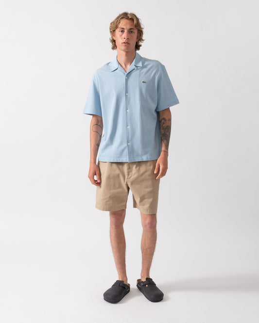 Relaxed Fit Short Sleeved Mens Piqué Shirt - Chambray HBA