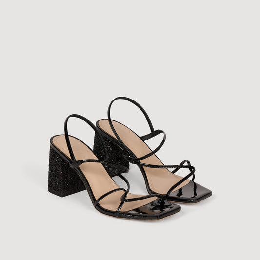 Glitter heel sandals
