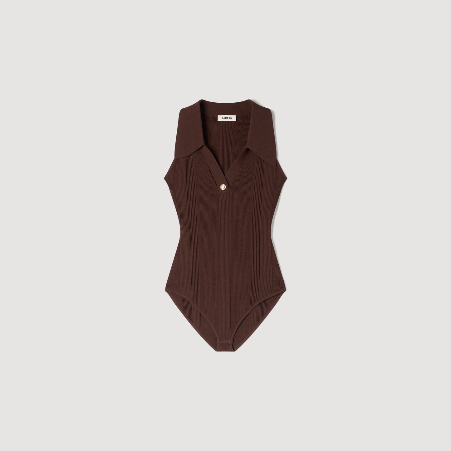 Ribbed knit polo bodysuit