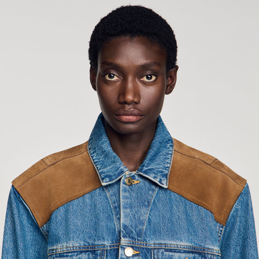 Denim and suede jacket