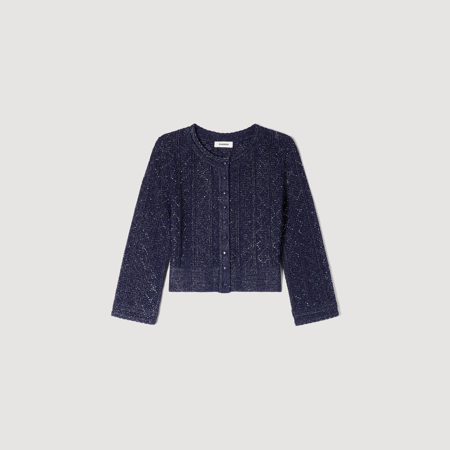 Strass knit cropped cardigan