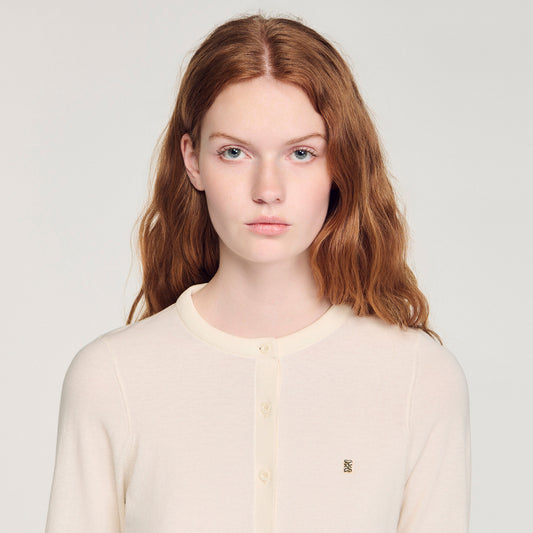 Cropped padded round neck cardigan