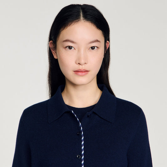 Striped wool-cashmere cardigan