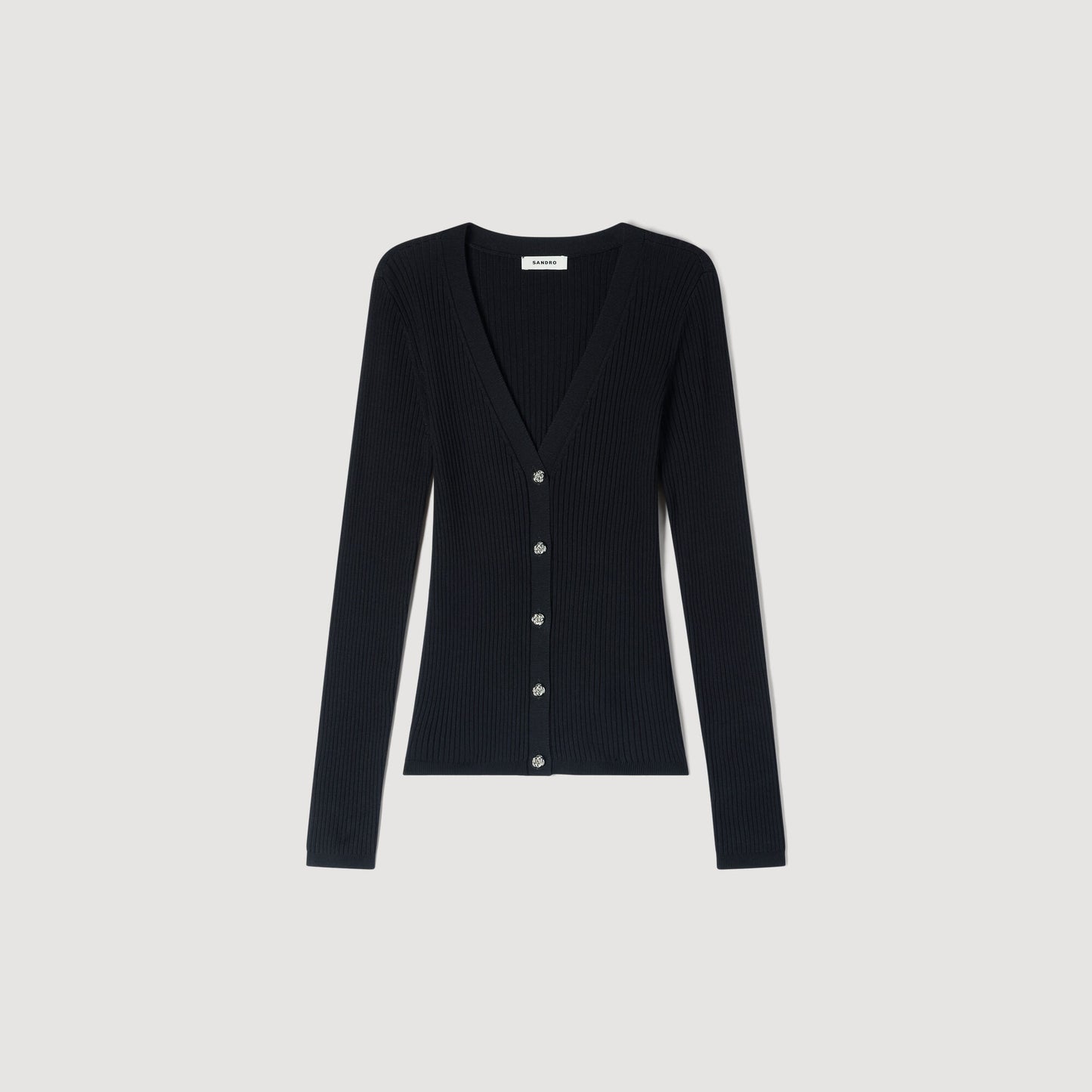 Ribbed cardigan with fancy buttons
