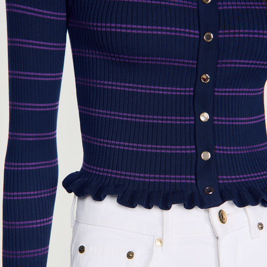 Striped knit cardigan