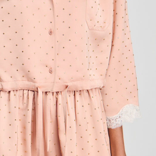 Shirt embellished with rhinestones