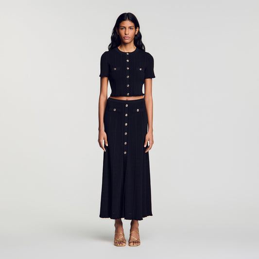 Pointelle knit maxi skirt