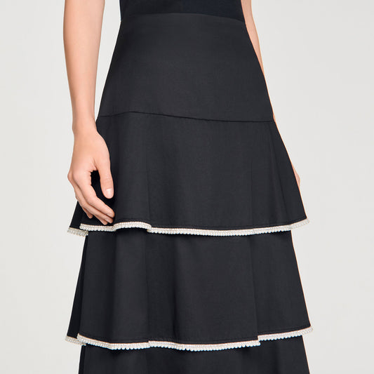 Long ruffled rhinestone skirt