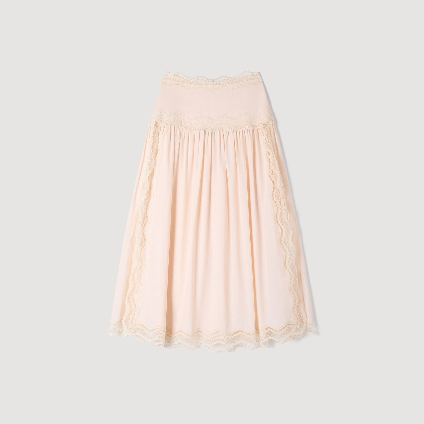 Long cotton skirt with trim