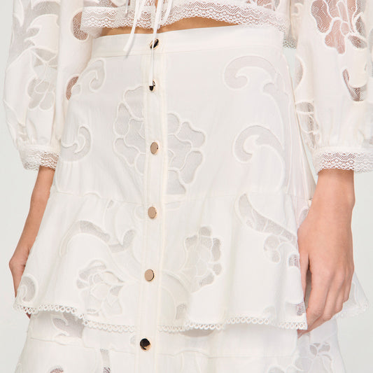 Long openwork cotton skirt