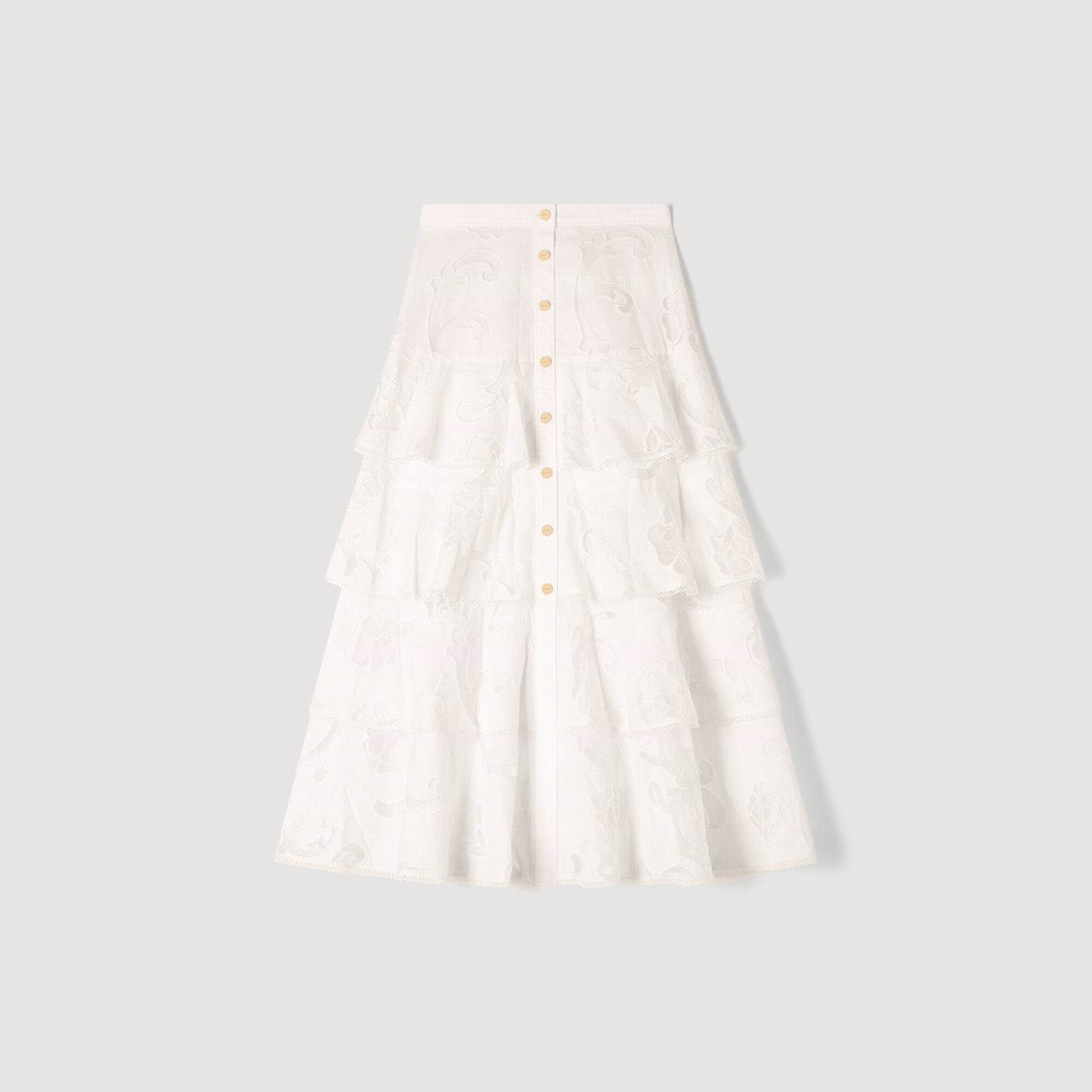 Long openwork cotton skirt