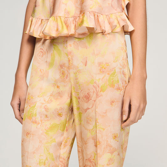 Floral-print floaty trousers