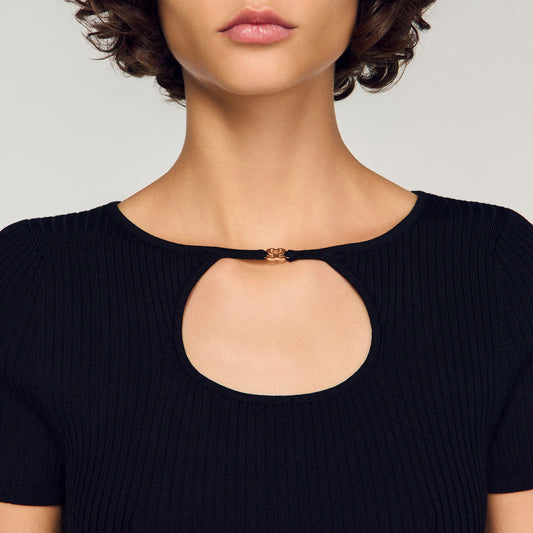 Openwork collar jumper