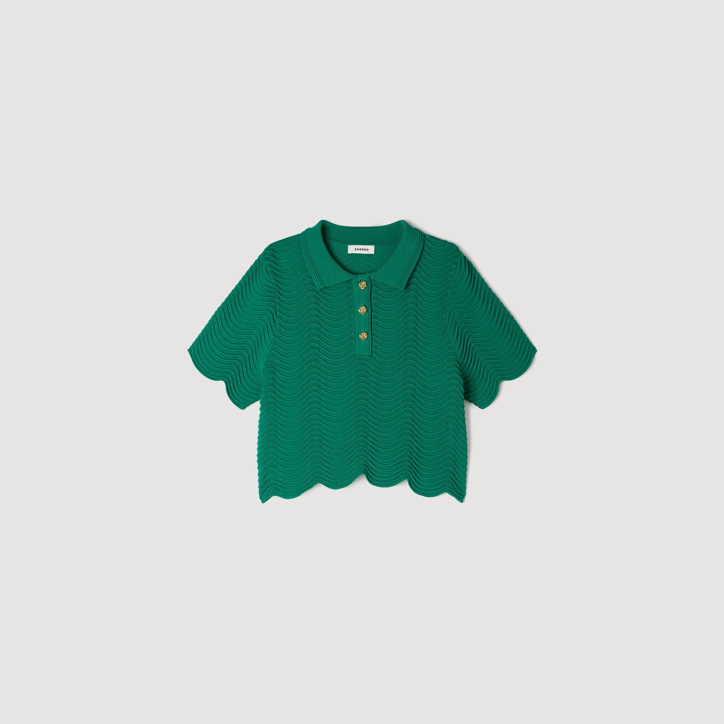 Decorative knit polo-neck jumper