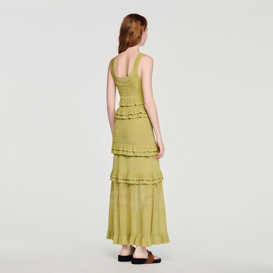 Ruffled knit maxi dress
