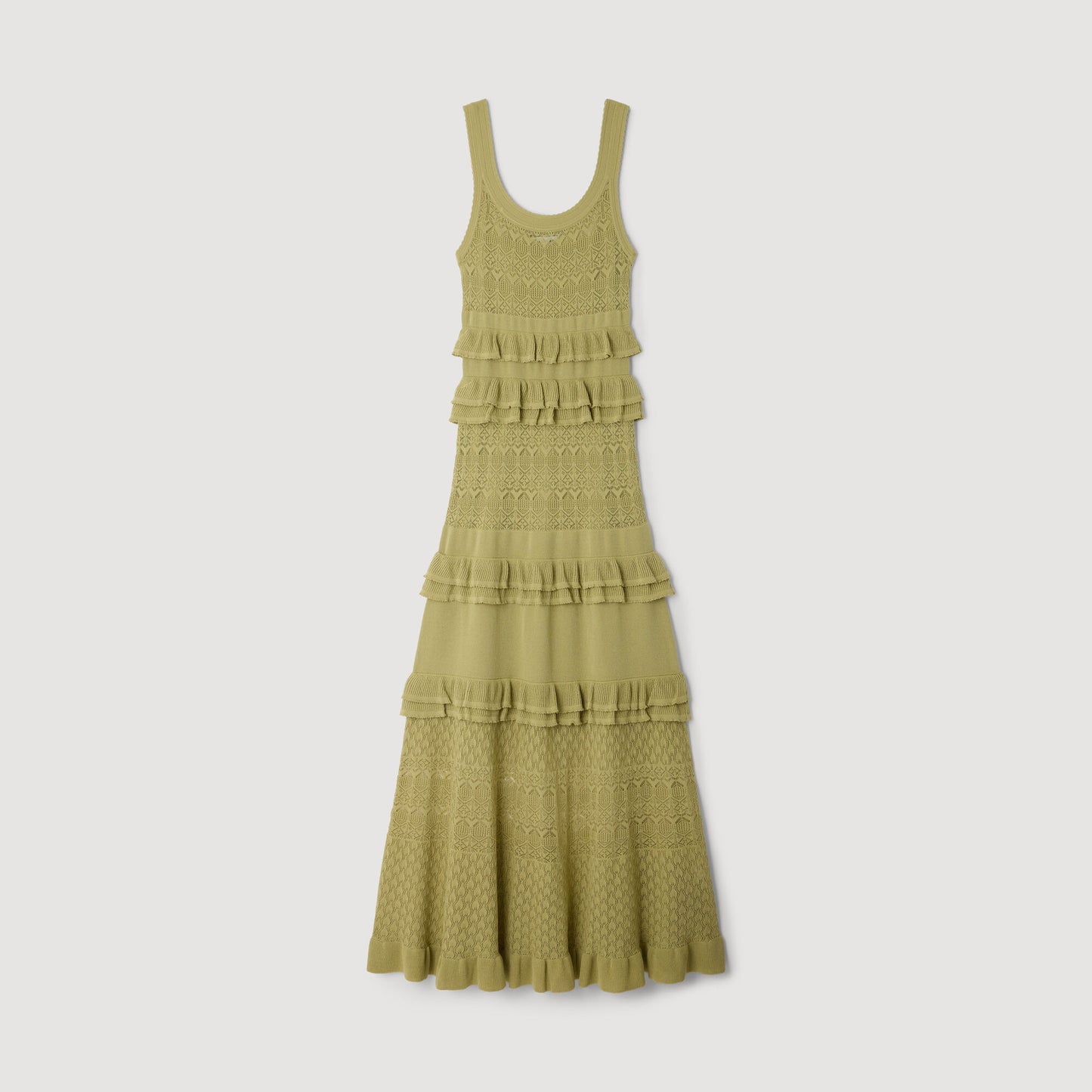 Ruffled knit maxi dress