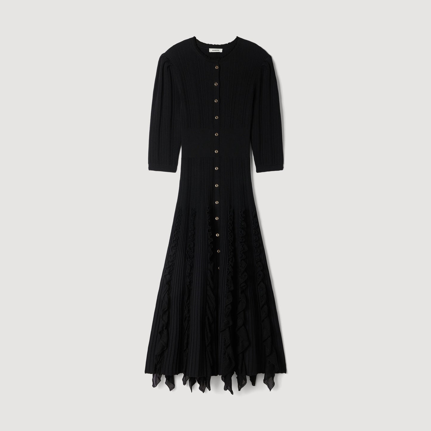 Knit maxi dress with ruffles