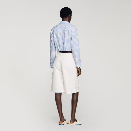 Wide-leg cotton Bermuda shorts