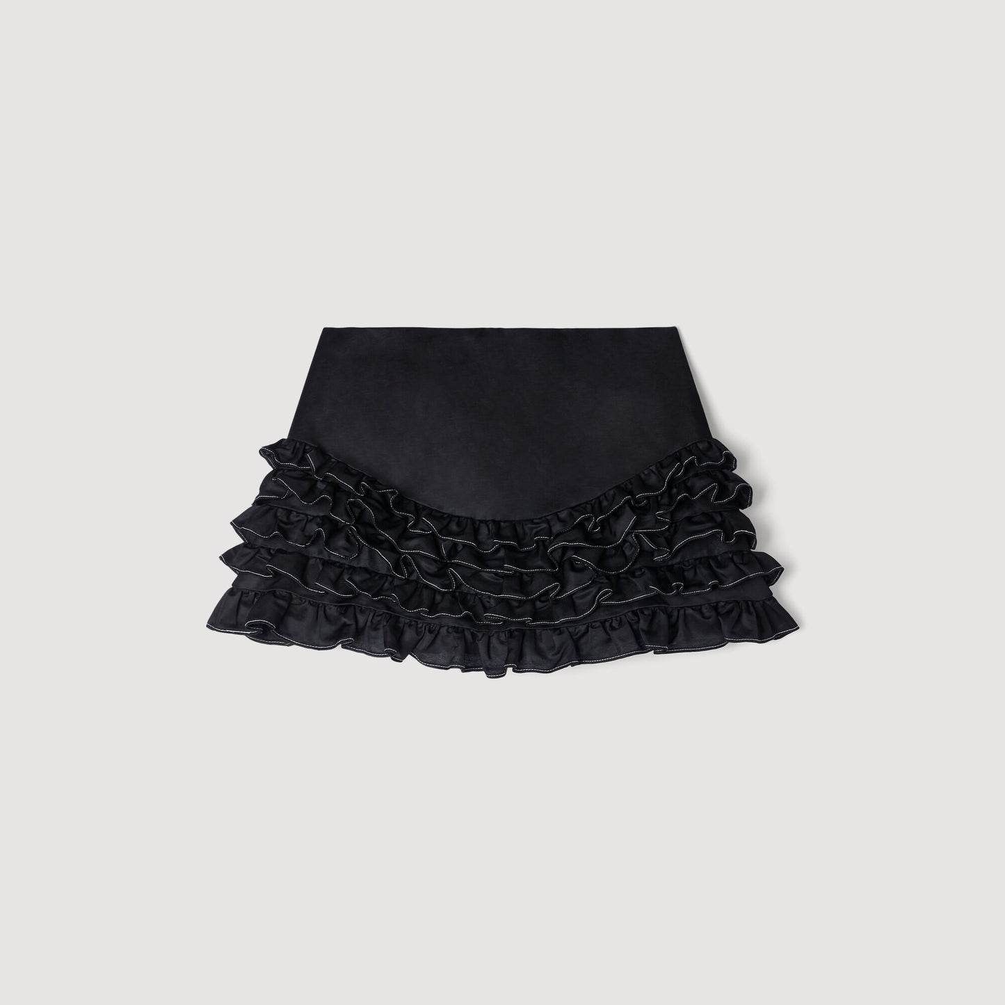 Ruffled skort with topstitching