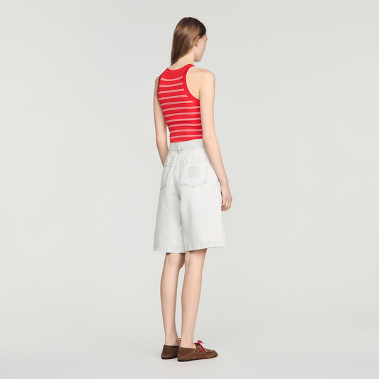 Washed denim Bermuda shorts