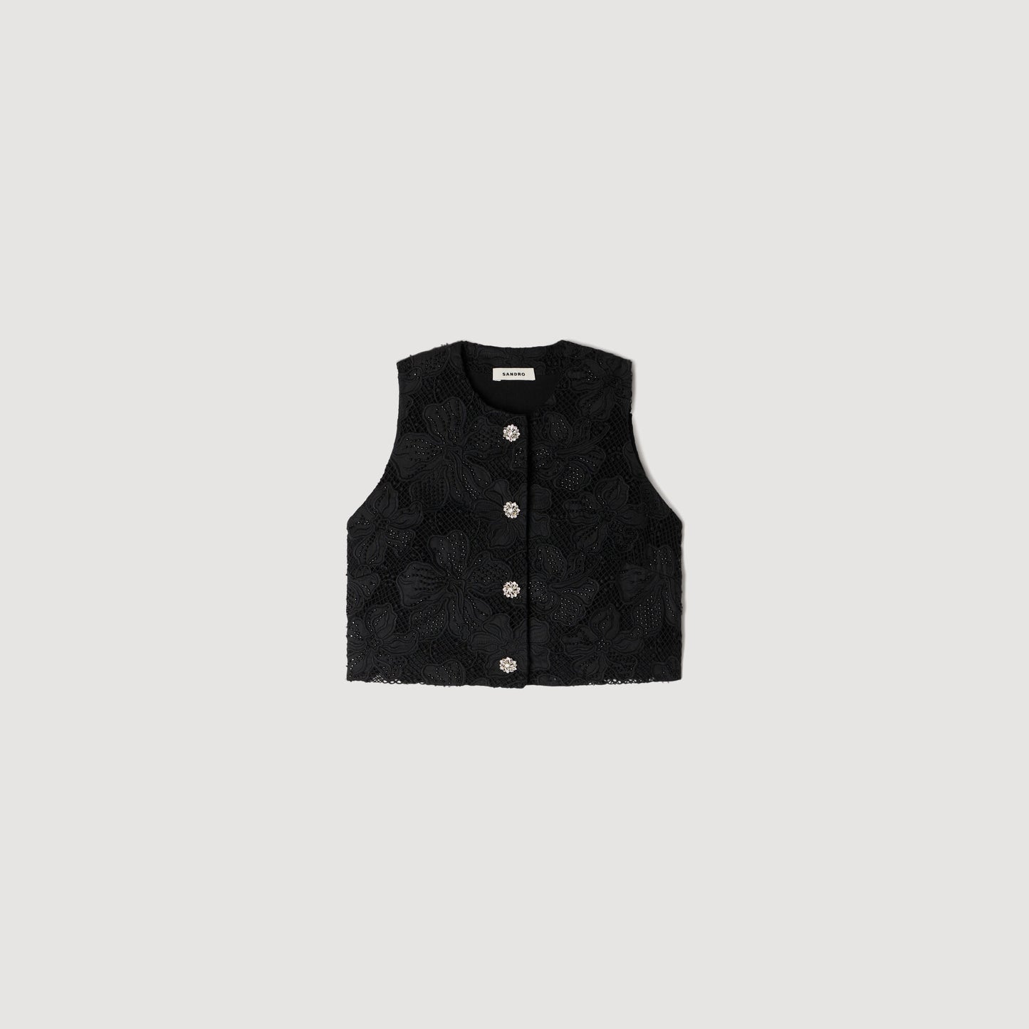 Embroidered guipure crop top