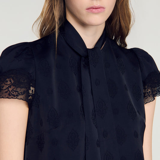 Paisley jacquard crop top