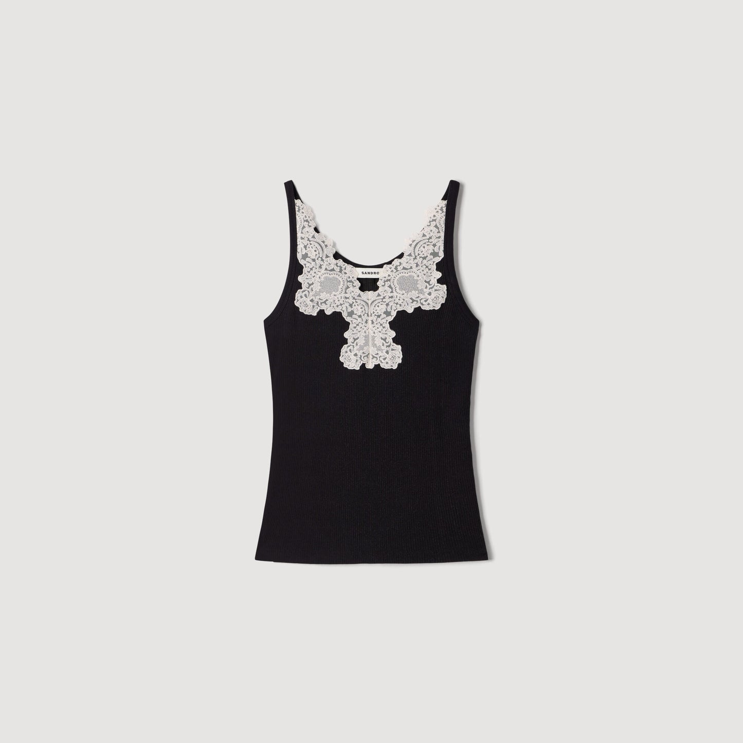 Ribbed vest top with lace