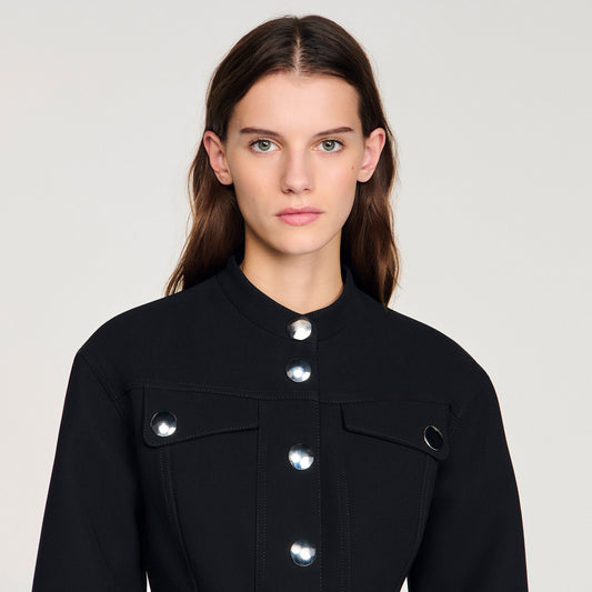 Cropped ruffled peplum jacket