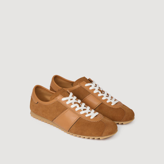 Low-top leather and suede trainers