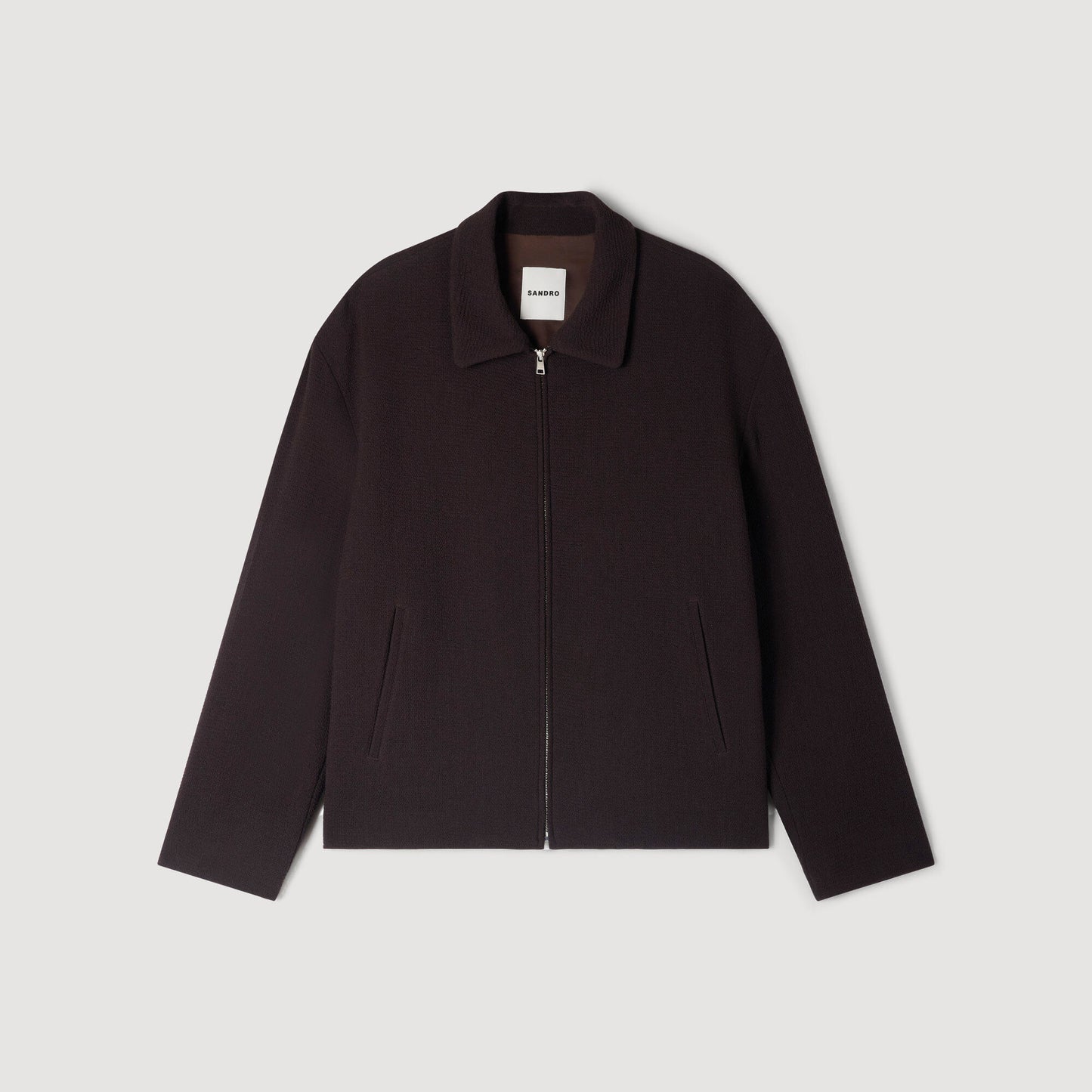 Waffled regular collar zip jacket