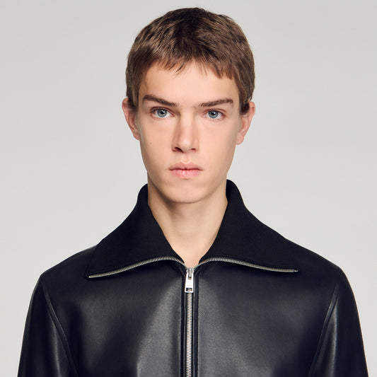 Zipped leather jacket