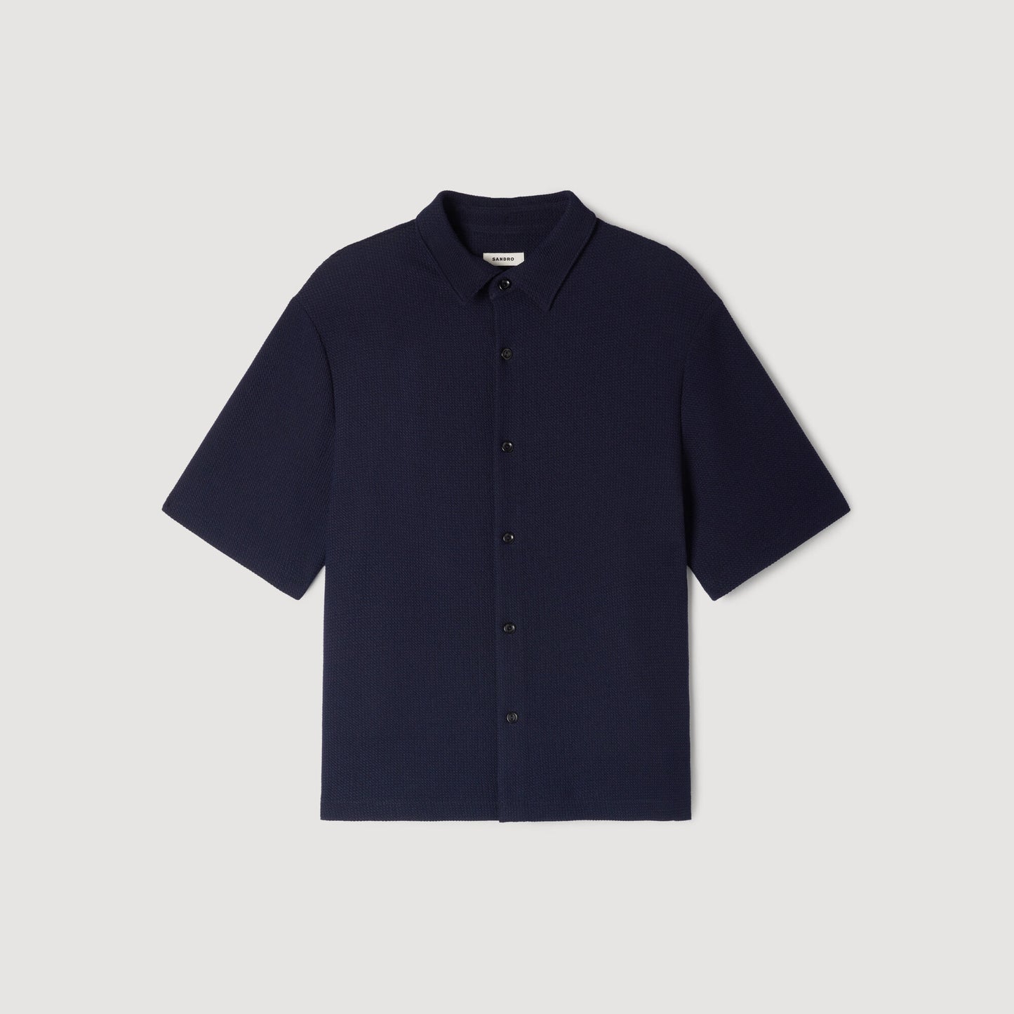 Textured shark collar shirt