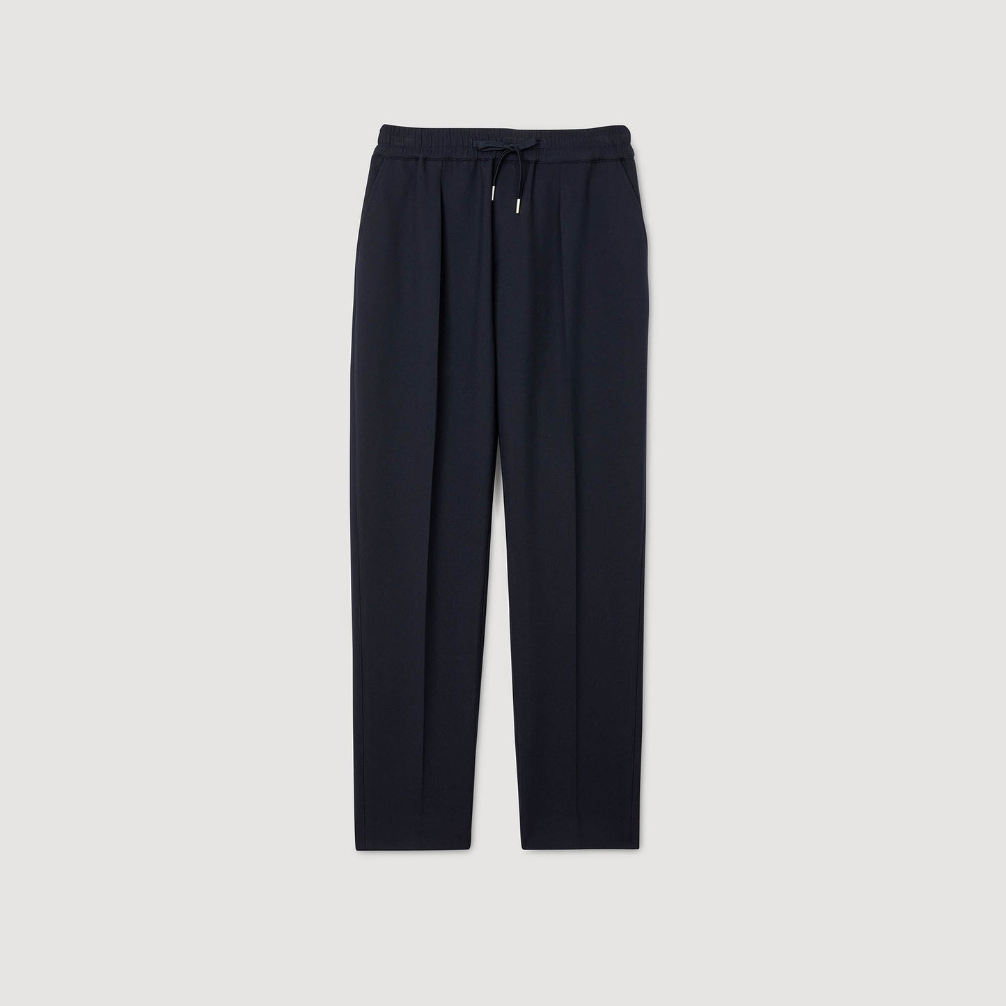 Elasticated straight-leg trousers