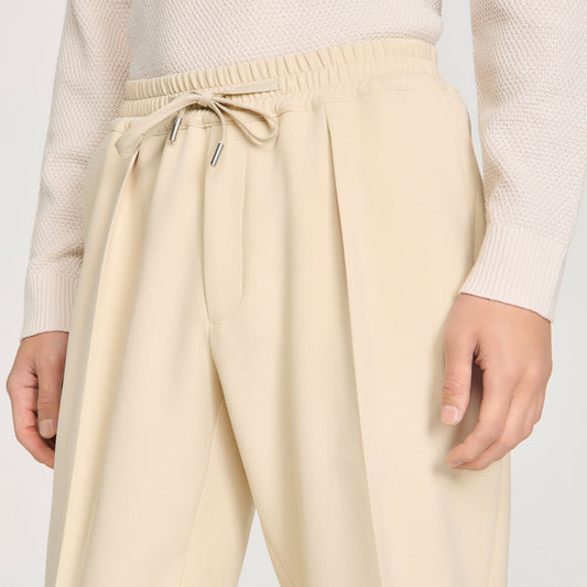 Elasticated straight-leg trousers