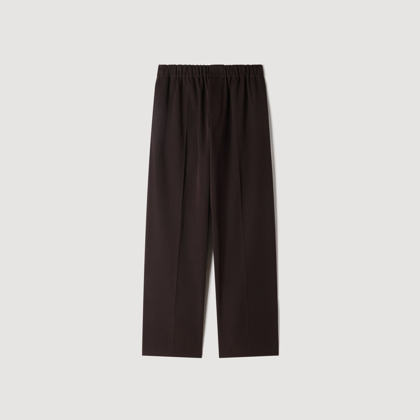 Wide-leg elastic waist trousers