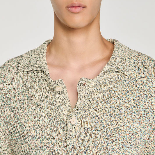 Marl cotton knit polo shirt