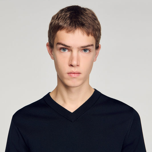 Short-sleeve V-neck polo shirt
