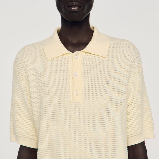 Waffle-texture cotton polo