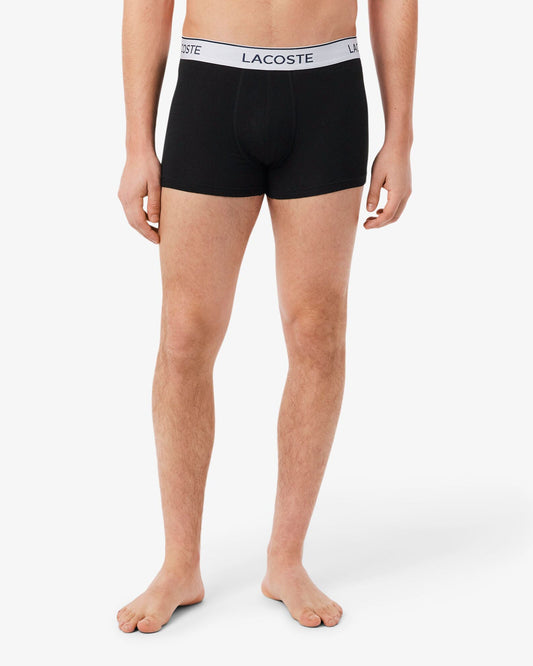 3-Pack Contrast Stripe Stretch Cotton Mens Trunks - Black 031