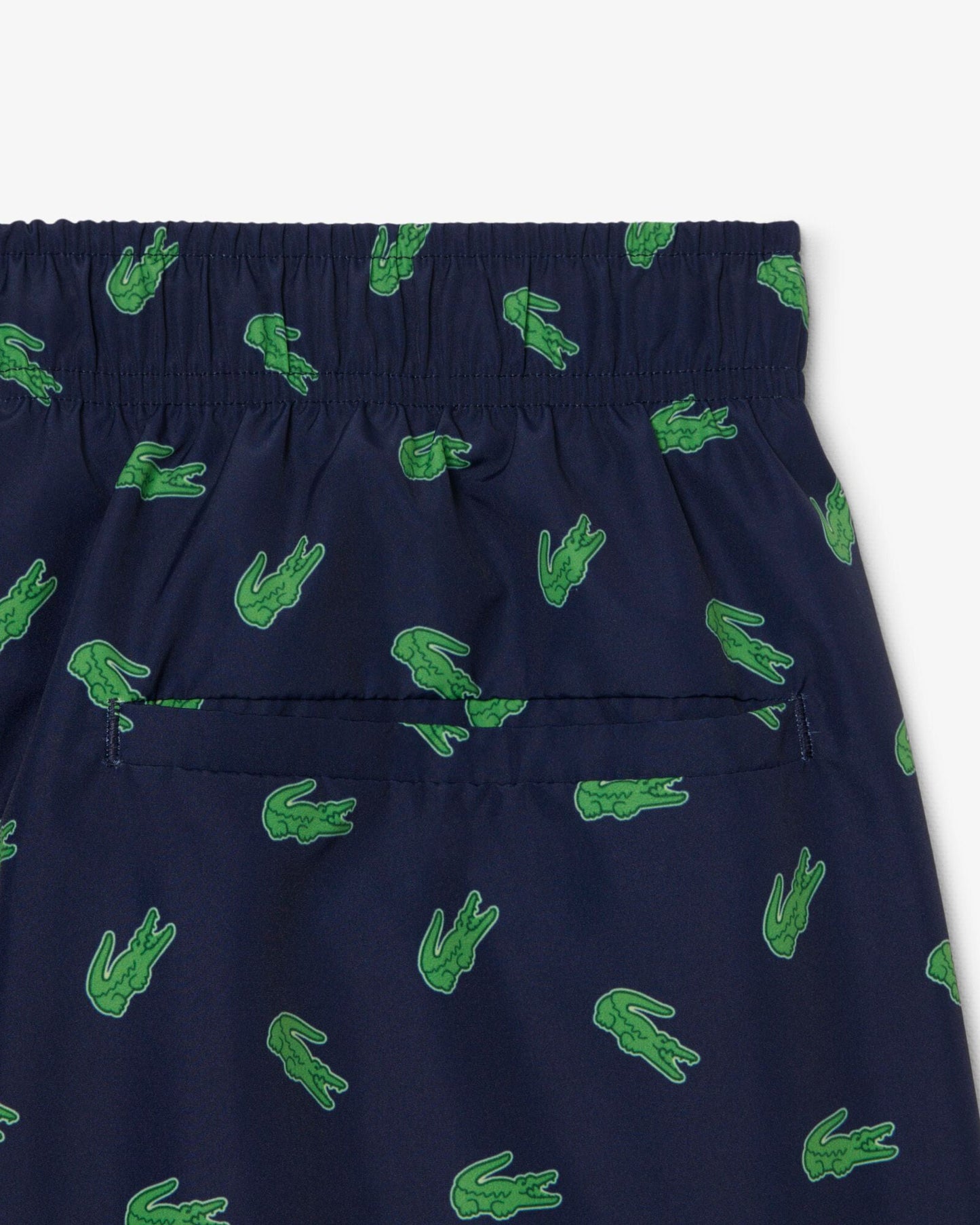 Mid Length Crocodile Print Mens Swim Trunks - Navy Blue 166